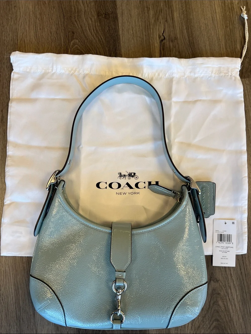 Coach Light Blue Patent Leather Shoulder Bag - Picture 4 of 6